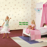 ตัวอย่างภายในห้องนอนเด็กตกแต่งด้วย ลายการ์ตูน รูปบ้านน้อยน่ารัก สีเหลือง
