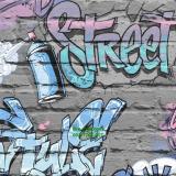 วอลเปเปอร์ลายอิฐ graffiti  สีเทา