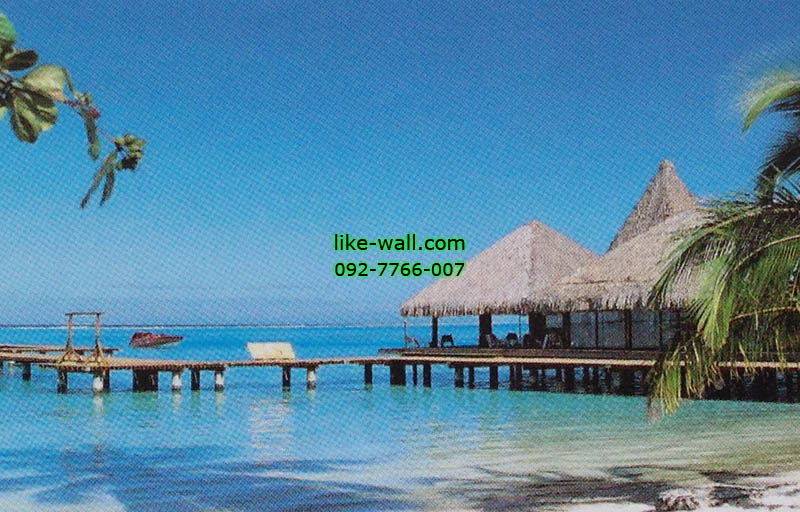 รูปภาพที่1 ของสินค้า : วอลเปเปอร์ติดผนัง ลาย Seahore with hut