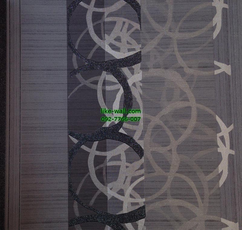 รูปภาพที่1 ของสินค้า : วอลเปเปอร์ติดผนังลายวงกลม สีเทา ขาว สไตล์โมเดิร์น พื้นดำ
