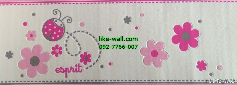 รูปภาพที่1 ของสินค้า : Border คาดติดผนังลายดอกไม้น่ารักสีชมพู สไตล์โมเดิร์น