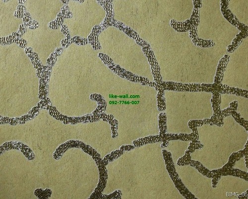 รูปภาพที่1 ของสินค้า : วอลเปเปอร์ติดผนัง ลายเส้นขดเหลือบทอง สีเหลือง