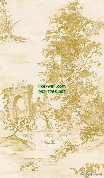 รูปภาพที่1 ของสินค้า : วอลเปเปอร์ติดผนัง ลายป่าธรรมชาติ สีเหลืองเขียว