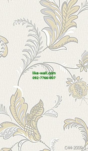รูปภาพที่1 ของสินค้า : วอลเปเปอร์ติดผนัง ลายใบไม้ดอกไม้ สไตล์เรทโทร สีเหลืองครีม