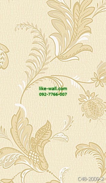 รูปภาพที่1 ของสินค้า : วอลเปเปอร์ติดผนัง ลายใบไม้ดอกไม้ สไตล์เรทโทร สีเหลือง