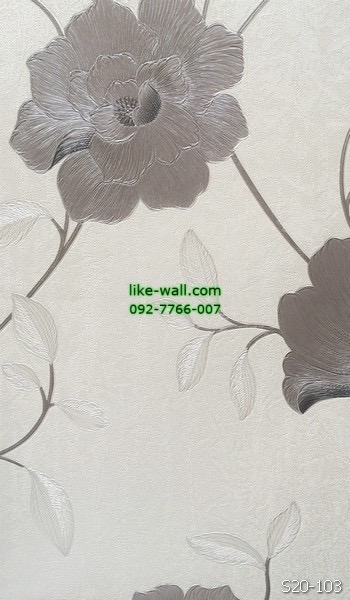 รูปภาพที่1 ของสินค้า : วอลเปเปอร์ติดผนัง ลายดอกไม้ สีเทา