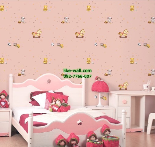 รูปภาพที่1 ของสินค้า : ตัวอย่างห้องนอนเด็กตกแต่งด้วยลายการ์ตูน รูปม้า สีโอรส