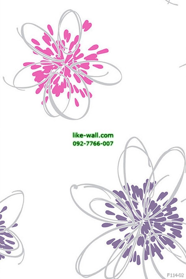 รูปภาพที่1 ของสินค้า : วอลเปเปอร์ ลายดอกไม้ สีชมพู-ม่วง