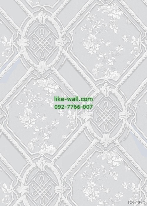 รูปภาพที่1 ของสินค้า : วอลเปเปอร์ ลายดอกไม้ สไตล์วินเทจ สีเทา