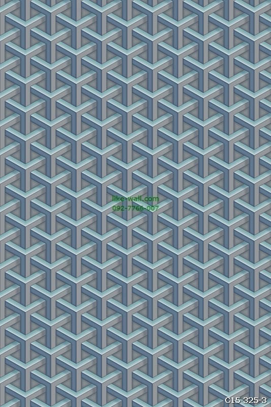รูปภาพที่1 ของสินค้า : วอลเปเปอร์ลายเส้นตรง 3 มิติ สีฟ้าอมเขียว