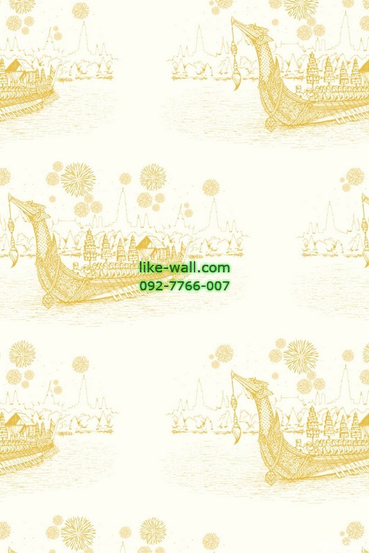 รูปภาพที่1 ของสินค้า : วอลเปเปอร์ลายเรือสุพรรณหงส์ สีขาว