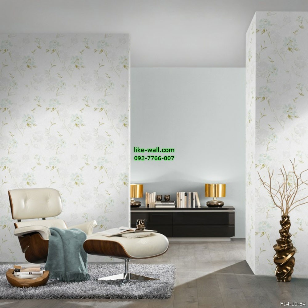 รูปภาพที่1 ของสินค้า : ตัวอย่างห้องตกแต่งด้วย วอลเปเปอร์ลายดอกไม้ สีขาว
