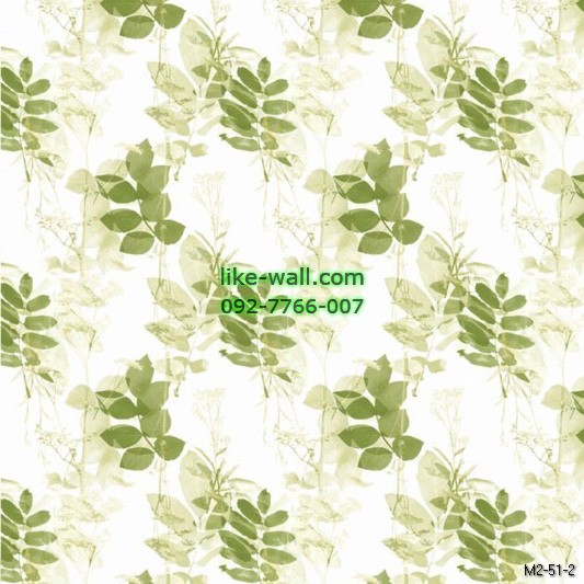 รูปภาพที่1 ของสินค้า : วอลเปเปอร์ลายใบไม้เล็ก สีเขียวอ่อน