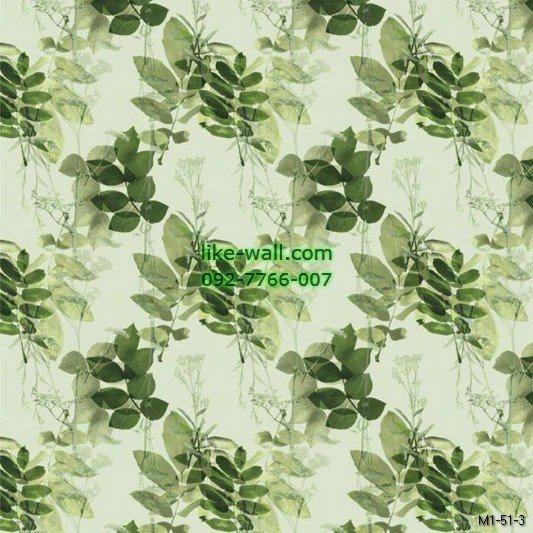 รูปภาพที่2 ของสินค้า : วอลเปเปอร์ลายใบไม้เล็ก สีเขียว